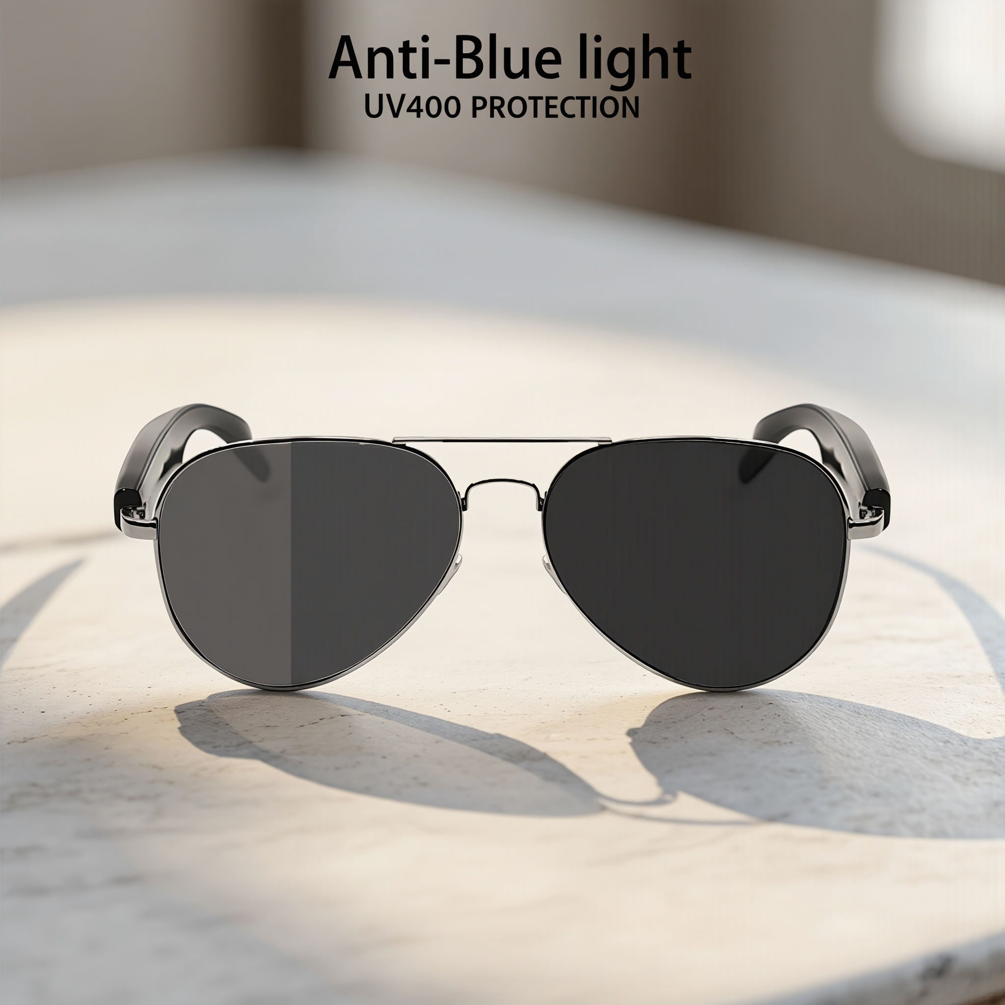 Condução Óculos De Sol Inteligentes Bluetooth Lente Fotocromática Anti-Reflexo , Luz Azul Chamada Sem Fio Música Voz