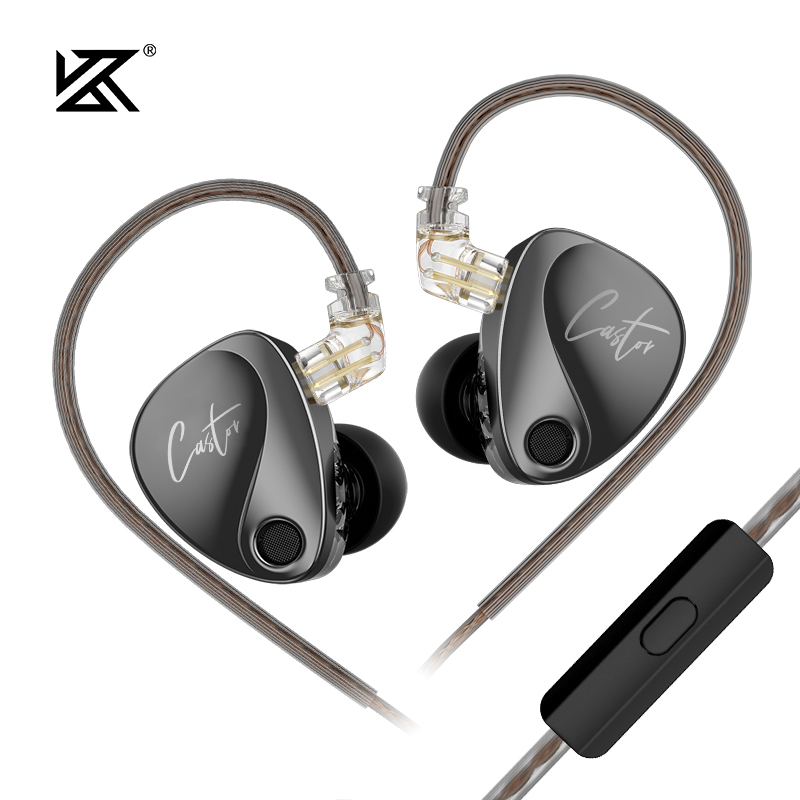 KZ Castor Fones De Ouvido Com Fio Baixo Melhorado HiFi Monitor De Equilíbrio Ajustável IEM Music Sport Uso Diário Dispos