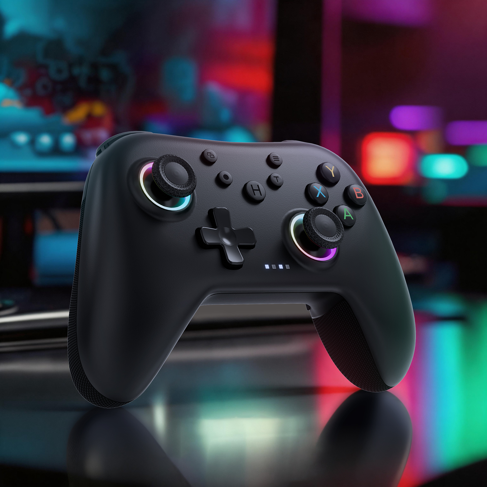 Controlador sem fio RGB AceGamer para PC | Joystick Hall, conexão 3 modos, botões traseiros, para PC/Steam/Android/iOS