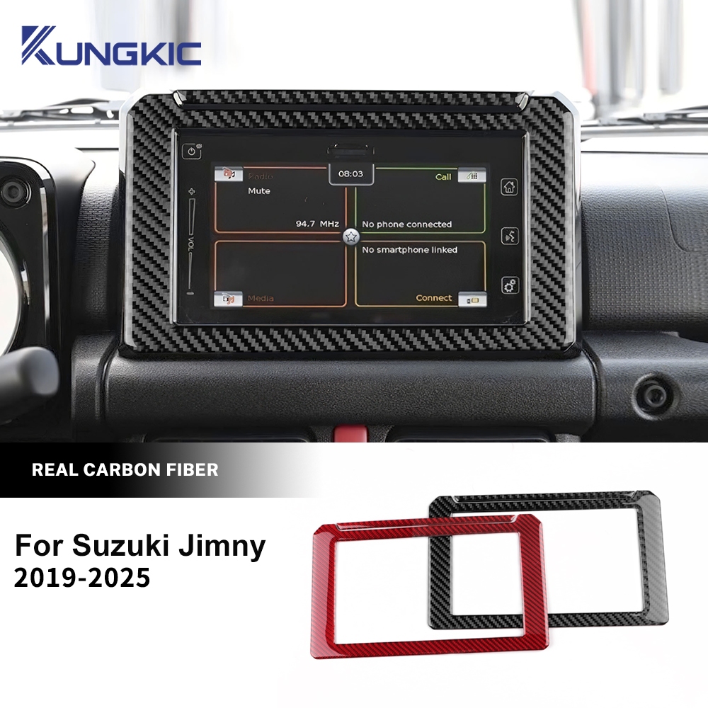 Adesivos de Fibra de Carbono Macia KUNGKIC para a Moldura Decorativa da Tela Central do Suzuki Jimny 2019-2025,