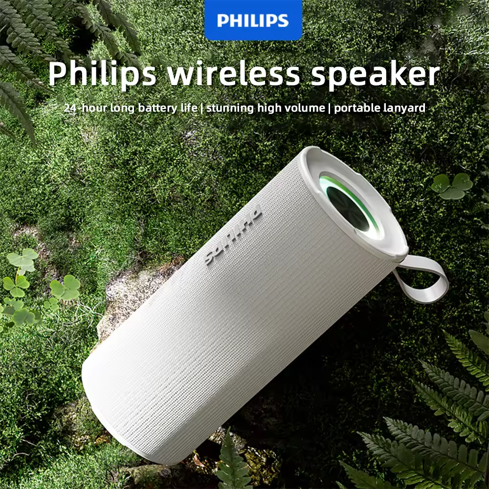 Philips TAS3150 Alto-falante Bluetooth Philips com graves, à prova d’água IPX7, duração de 24h, sem fio, para PC