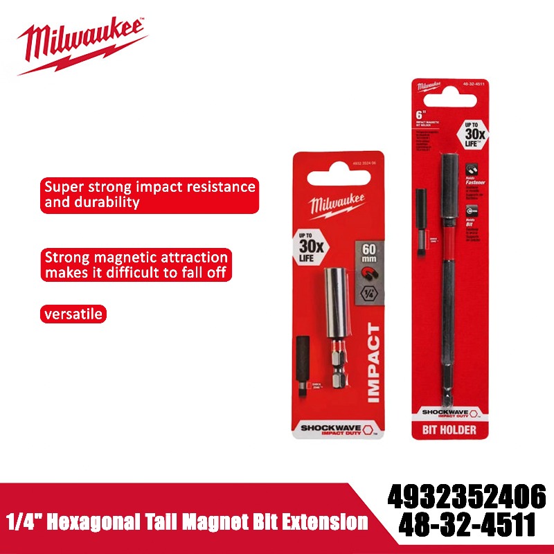 Extensão De Broca De Haste Hexagonal MILWAUKEE 1/4 " , Conjunto De Suporte De Ponta Magnética Para Serviço De Impacto SH