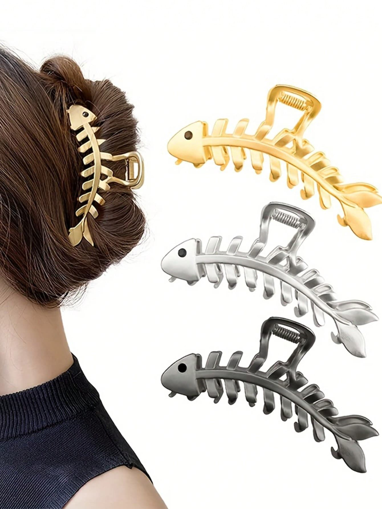 Kit 2-3 prendedor de cabelo com garfo de metal fosco, versátil para coques, ideal para trabalho e lazer, presente para