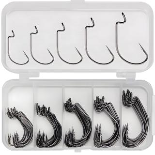 Ganchos De Pesca De Aço De Alto Carbono-Tamanhos Mistos 2 #-3/0 Minhoca Afiados Para Isca De Manivela/Chumbo