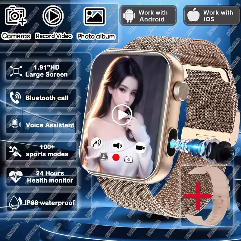 AppleWatch Câmera 2025 Relógio Inteligente Mulheres e Homens, Gravação de Som, Câmera Tirar