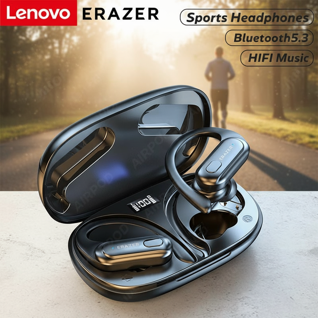 Lenovo XT60 Fones de Ouvido Bluetooth True Wireless à Prova d'Água para Esportes com Cancelamento de Ruído e Latência