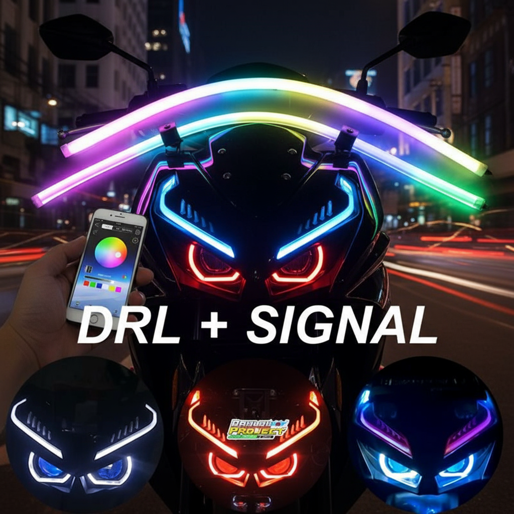 Faixa Ocular LED Para Motocicleta Com Luz De Sinalização De Contato Duplo DRL 2 Modos De Atualização De Equitação De Ver