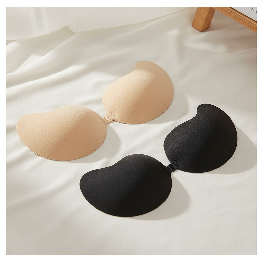  Sutiã Invisível com Fita de Mamilo de Manga Respirável e Fecho de Gancho para Roupas Íntimas