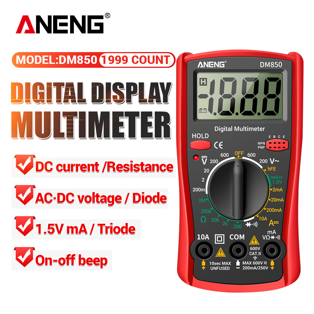 Multímetro Digital UNI-T One Piece ANENG DM850 Palm , Variação Automática De 2000 Contagens De Capacitância CAT II 600V
