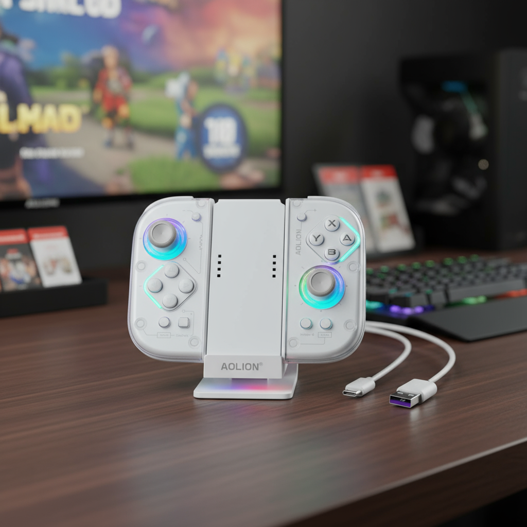 Aolion Joycon Carregando Grip com Dock RGB, Suporte Controlador de Jogos para Acessórios Nintendo Switch