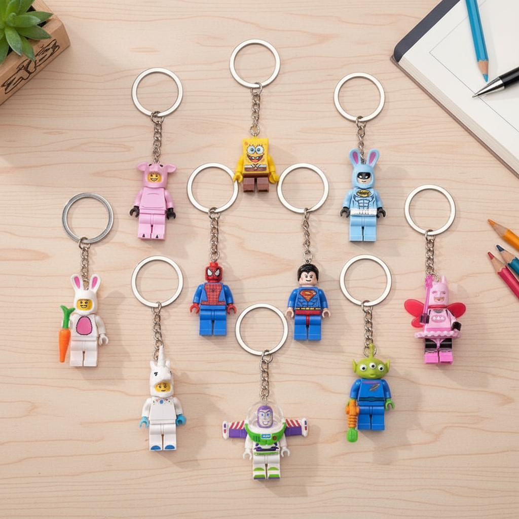  1 peça pingente de enfeite chaveiro de boneco de figura de PVC Super-Herói com personagens como Homem-Aranha, Buzz