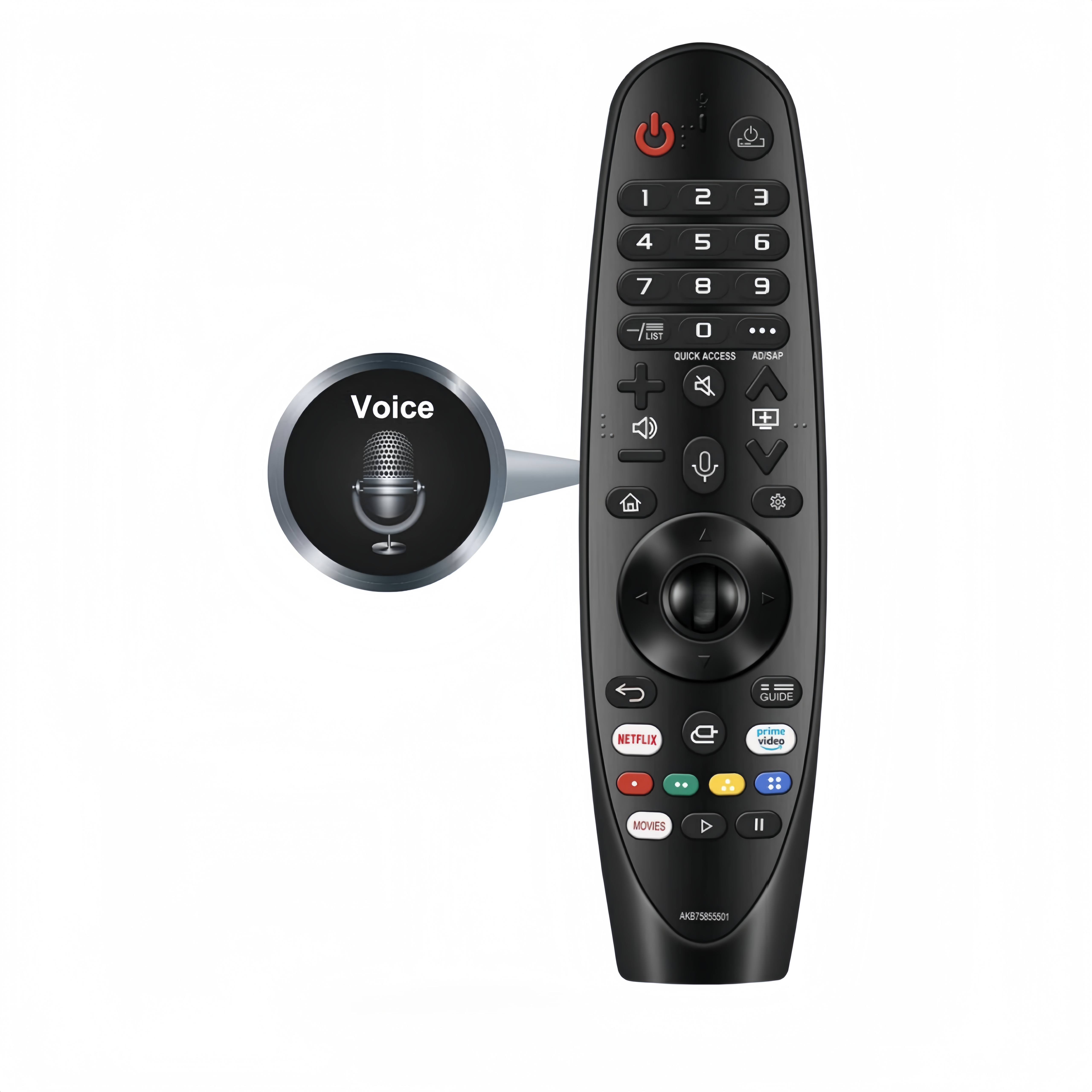  Controle Remoto Mágico de Voz para LG Smart TV AKB75855501 AN-MR20GA com Função de Apontamento e Reconhecimento