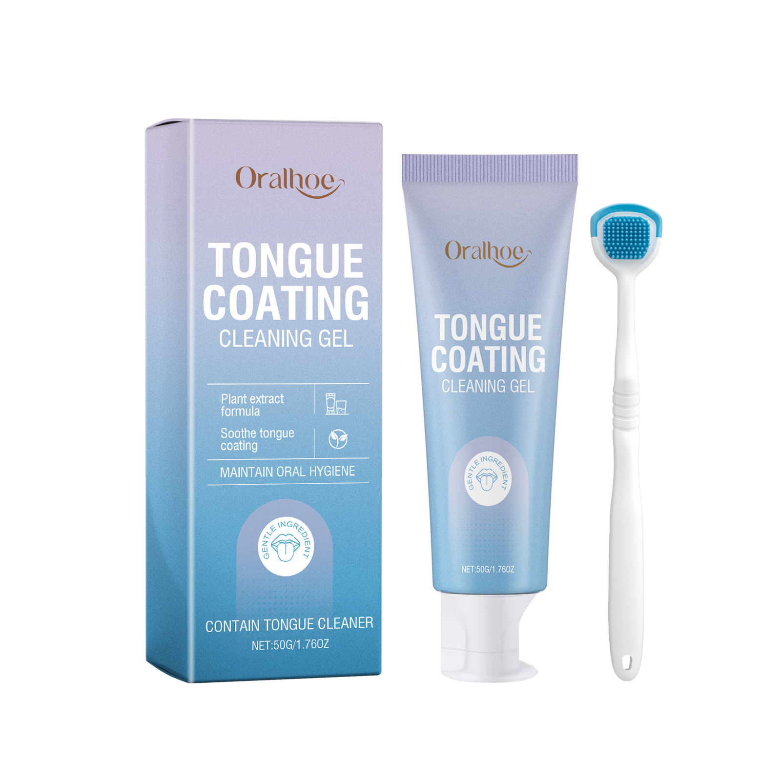 Kit de Limpeza de Língua, Gel de Limpeza da Camada da Língua, Elimina Odor de Mau Hálito, Defesa contra Halitose,