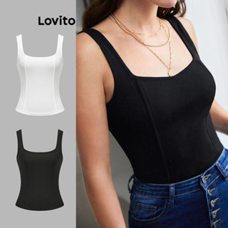 (Trendy2) Lovito Regata Casual Lisa Pinucks Regata Para Mulheres L80ED145 em Oferta na Shopee