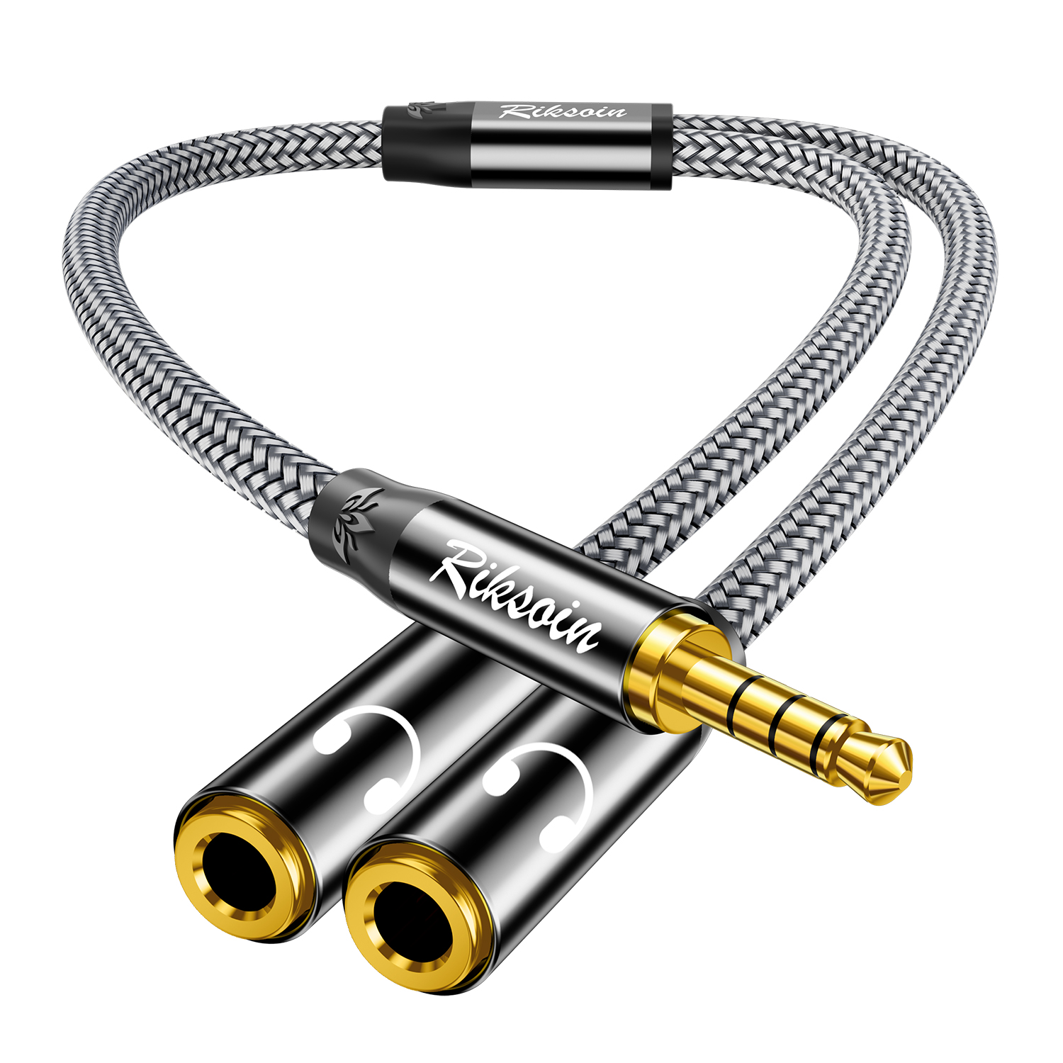 Cabo divisor estéreo TRRS de 3,5 mm para PC, alto-falante e compartilhamento duplo de áudio