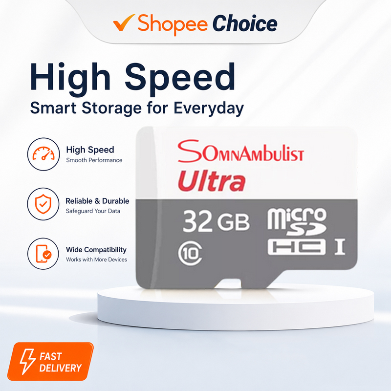 Cartão de memória Micro SD 32 GB Classe 10 de alta velocidade, compatível com câmeras de segurança/celulares/câmeras