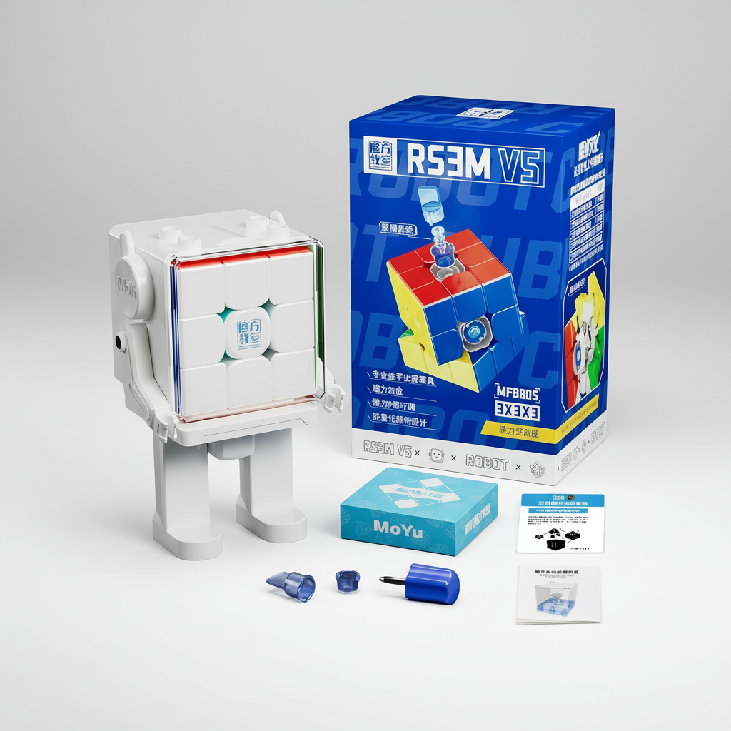 MOYU RS3M V5 3x3x3 Sem Adesivos Cubo Mágico Magnético, Brinquedo Quebra-Cabeça 3D para Crianças e Adultos (Robô Duplo