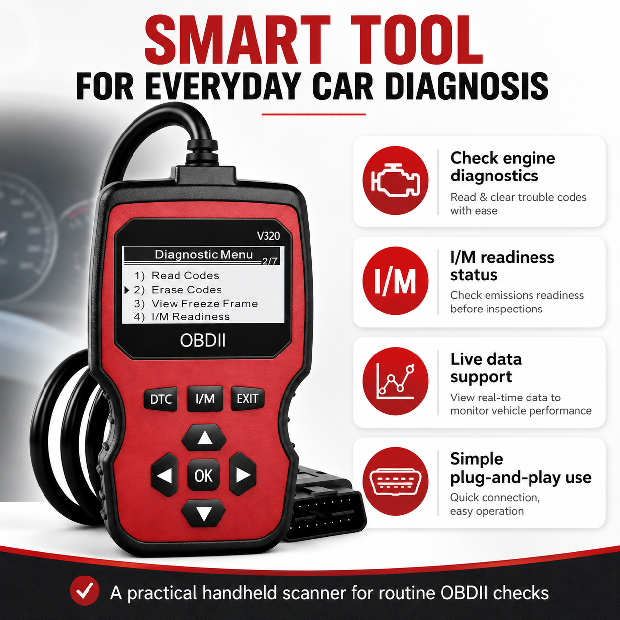 Ferramentas De Reparo De Diagnóstico De Teste De Leitor De Código De Scanner OBD2 Universal V320 · foto 2
