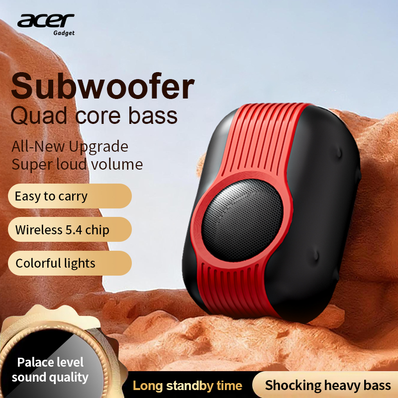 Caixa de Som Bluetooth Mini Portátil Acer OSK268 com Graves Potentes 5W, Luz RGB, Rádio FM, AUX, TF, USB para Ambiente