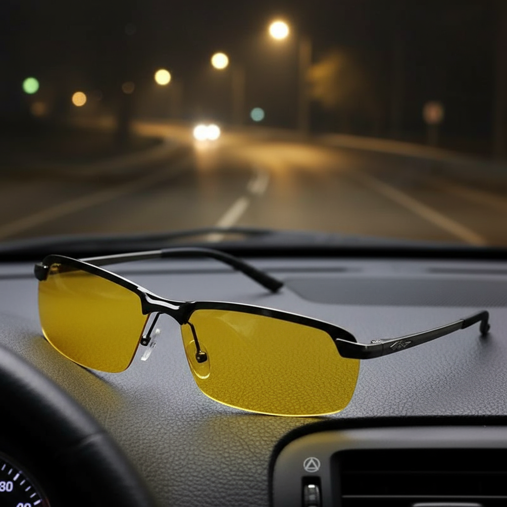Aviator Óculos de Sol para Dia e Noite, Lentes com Proteção UV, Visão Noturna Anti-Reflexo para a Noite