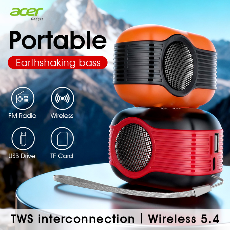 Caixa de Som Bluetooth Mini Original Acer OSK268 com Graves Potentes 5W, AUX, TF, USB para PC
