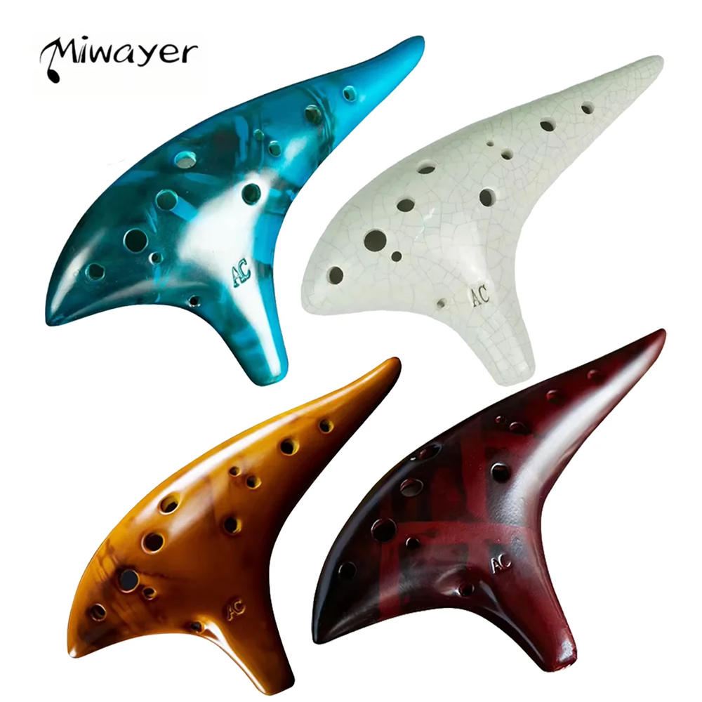 Miwayer 12 Buracos Alto C Ocarina 4 Estilos Resina Tubarão Leve Instrumento De Vento Portátil Para Iniciantes Prática Sh