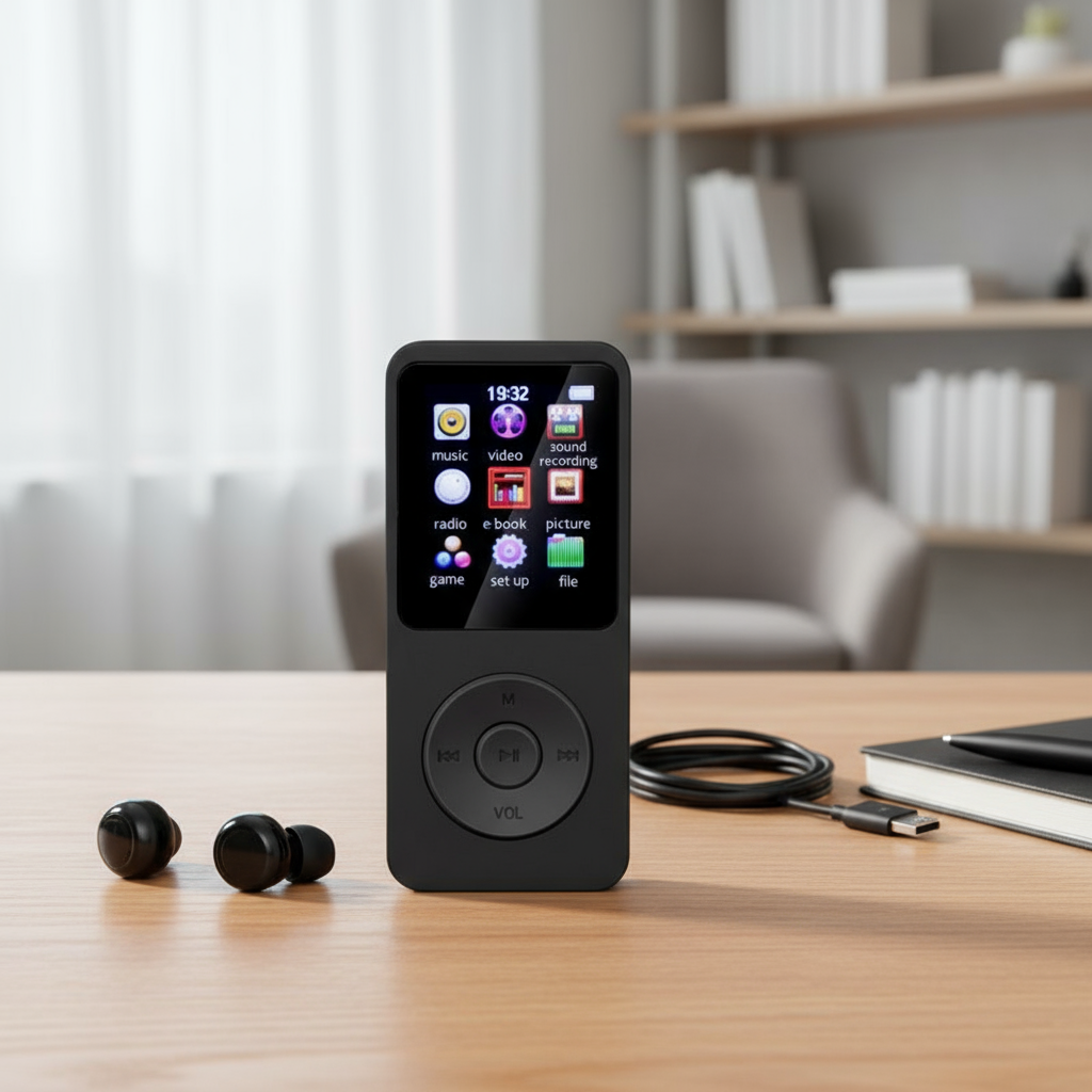 Bluetooth 5.0 HIFI MP3 Player com alto-falantes para esportes, música MP4, mídia, rádio FM, gravador de voz, leitor de