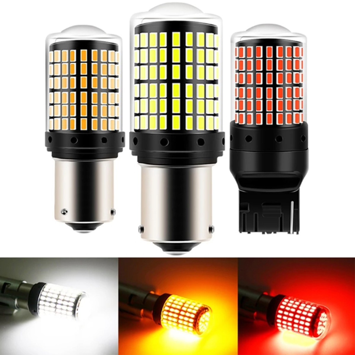  Oprah 2-Pack 3014 144SMD Canbus LED Bulbs para S25 1156 P21W BA15S, T20 7440 W21W Setas de Sinalização