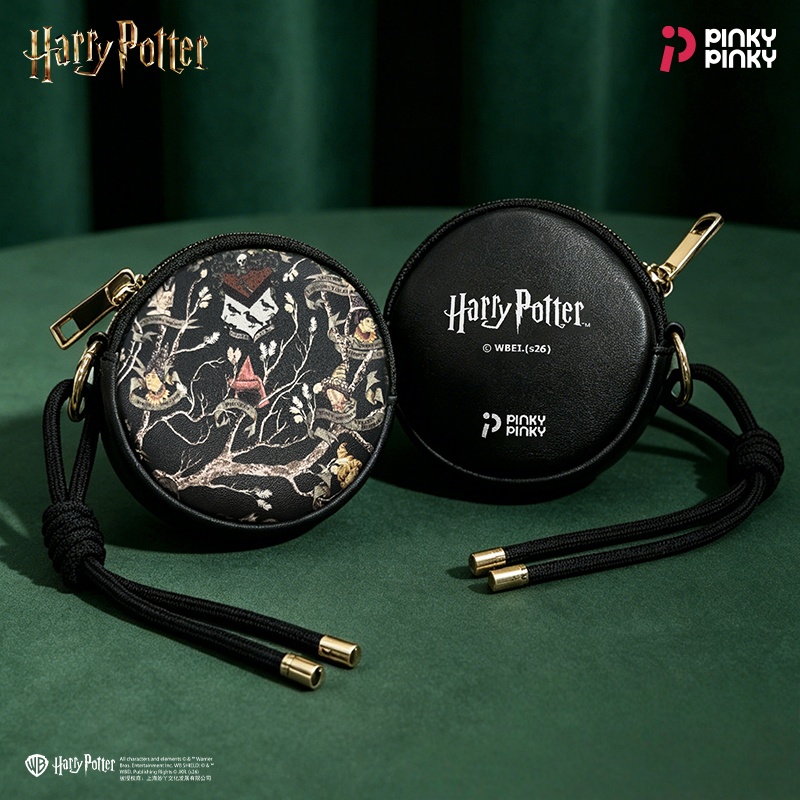 Estojo de fones de ouvido Harry Potter preto, mini bolsa-carteira para moedas, portátil para o dia a dia, passeios e
