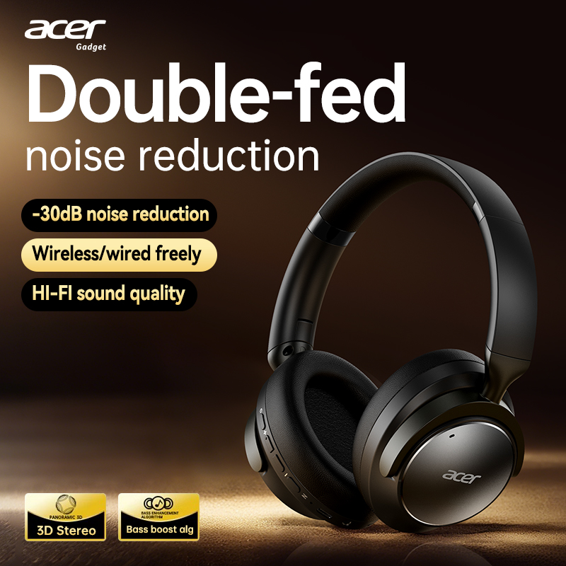 Fone de Ouvido Bluetooth Sem Fio Acer OHR560 Over-Ear, com Cancelamento de Ruído Ativo (ANC) e Som Hi-Fi, conector