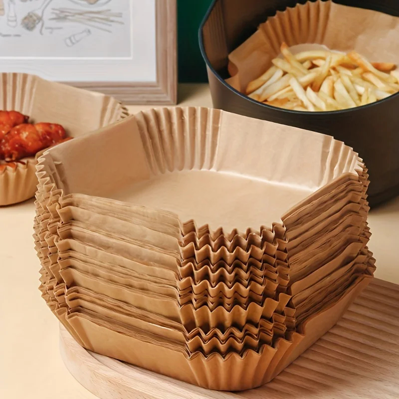 200pcs Forro Descartável para Fritadeira a Ar Quadrado Forro para Fritadeira a Ar Papel Manteiga à Prova de Óleo e Água