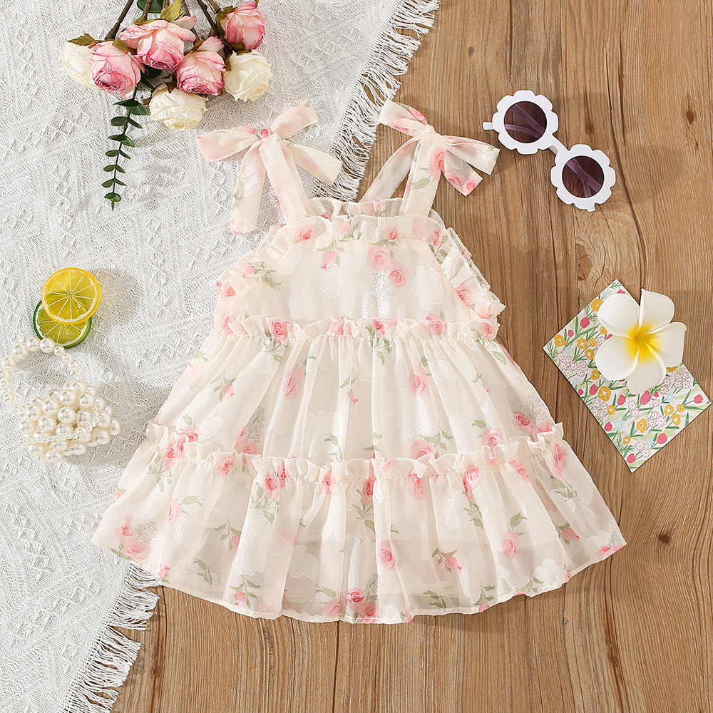 Vestido de Bebê Menina com Flor Fofinha - Estilo Sling de Verão para Celebrações (0-3 Anos)