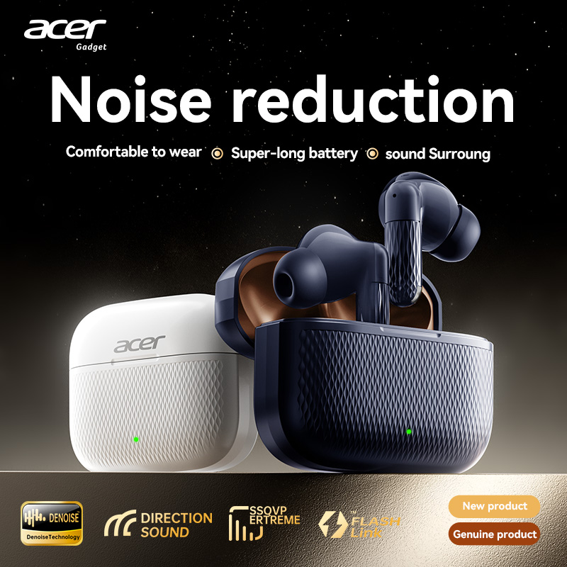 Fones de Ouvido Acer OHR636 Sem Fio Bluetooth, Fones com Cancelamento de Ruído, Microfone, Estéreo, TWS, Fone de Ouvido
