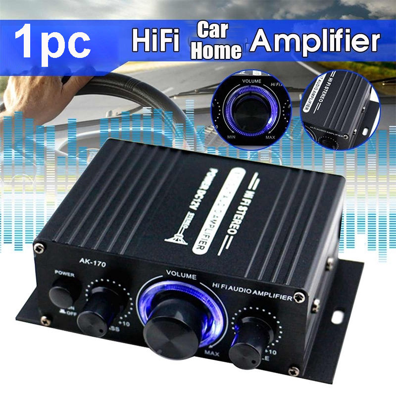 1PC Amplificador Universal de Carro AK170 Mini Amplificador de Mesa para Computador de Carro e Moto 12V, Alto-falante
