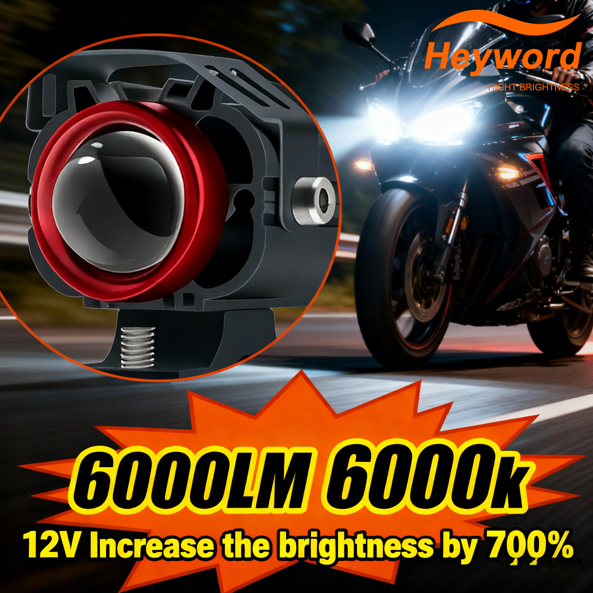 Lâmpada Led Auxiliar 1pc 14000lm Para Motocicleta, Atv E Scooter, Luz Externa De Duas tonalidades em Oferta na Shopee