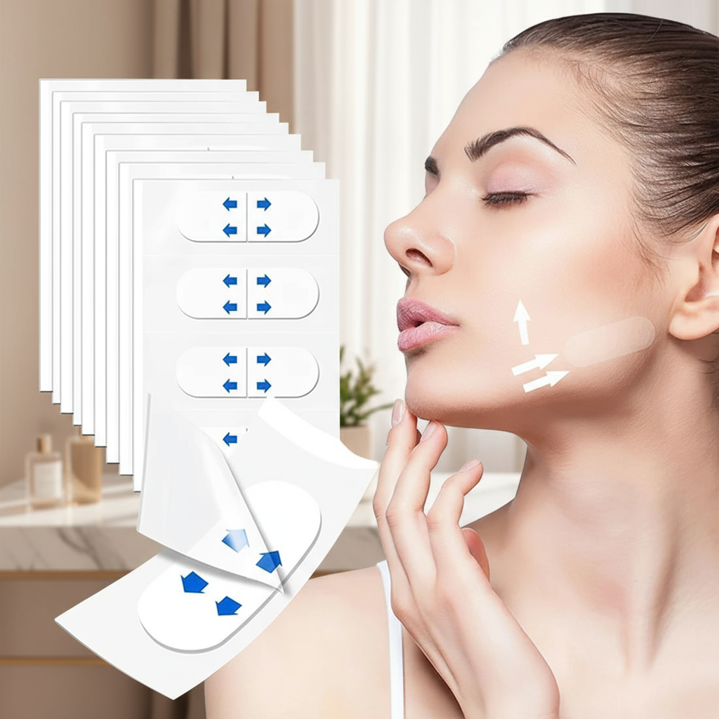 60 unidades de fita invisível de lifting facial, adesivo para papada, pele flácida, rugas, lifting em V, uso noturno