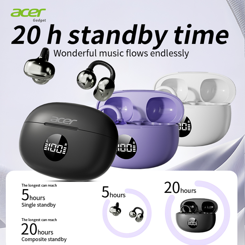 Fone de ouvido Acer OHR577, sem fio, fone de ouvido, fones de ouvido bluetooth, tipo c, com microfone, funções
