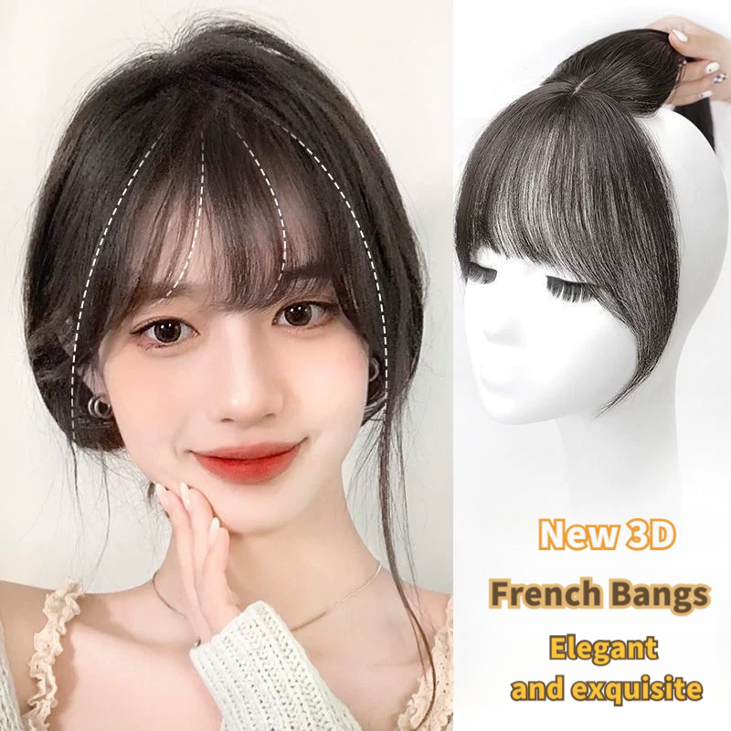 Topper De Cabelo Preto Natural De 12 " – Franja Fofa Com Clipe Para Mulheres , Peça De Invisível Sintética