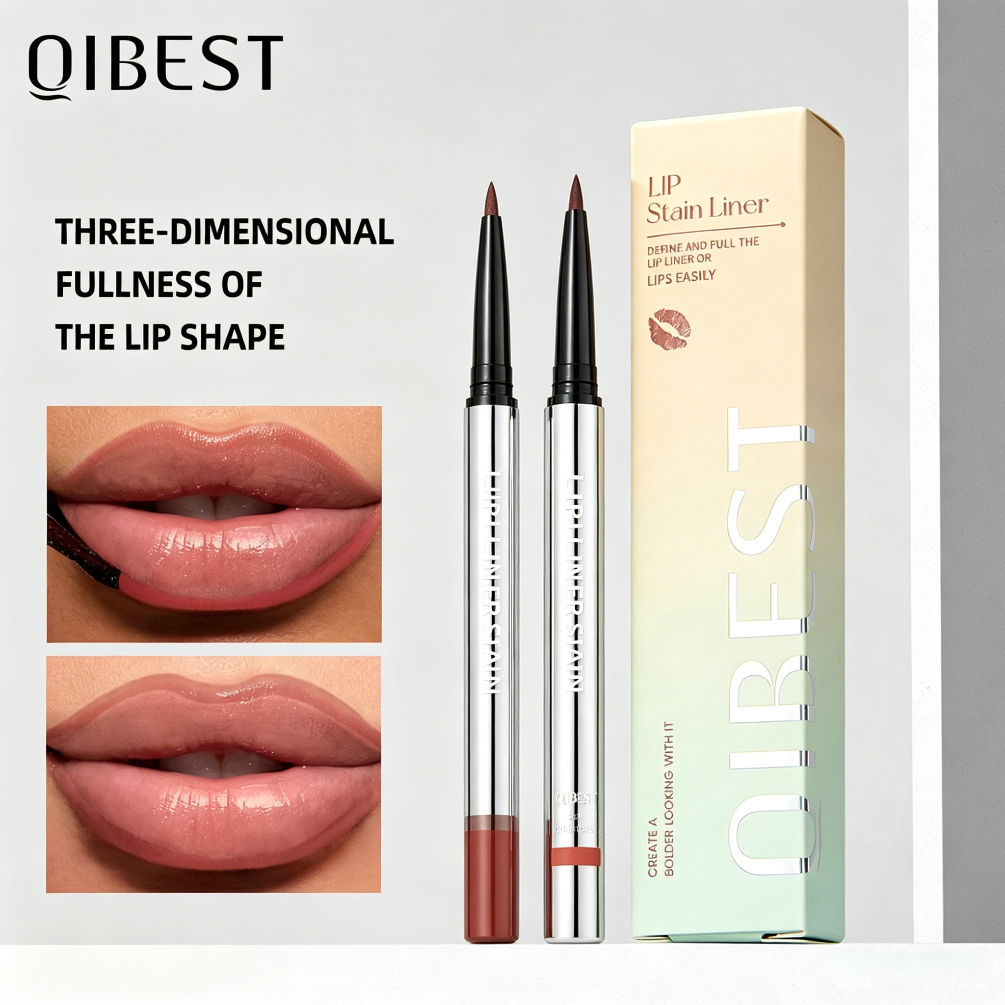 Batom Líquido Removível QIBEST – Máscara Labial Fosca Com Copo Antiaderente , Cuidado Hidratante De Longa Duração , Fórm