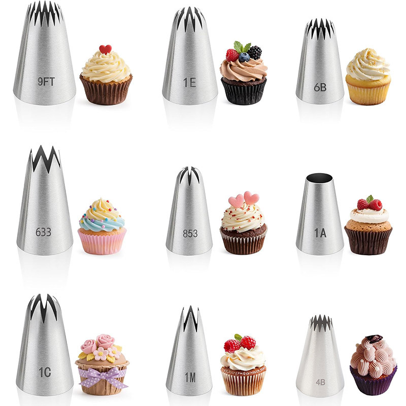 Conjunto De Pontas De Tubulação De Aço Inoxidável , 9 Peças , Bicos De Confeiteiro Para Decoração De Bolo , Mais Vendido
