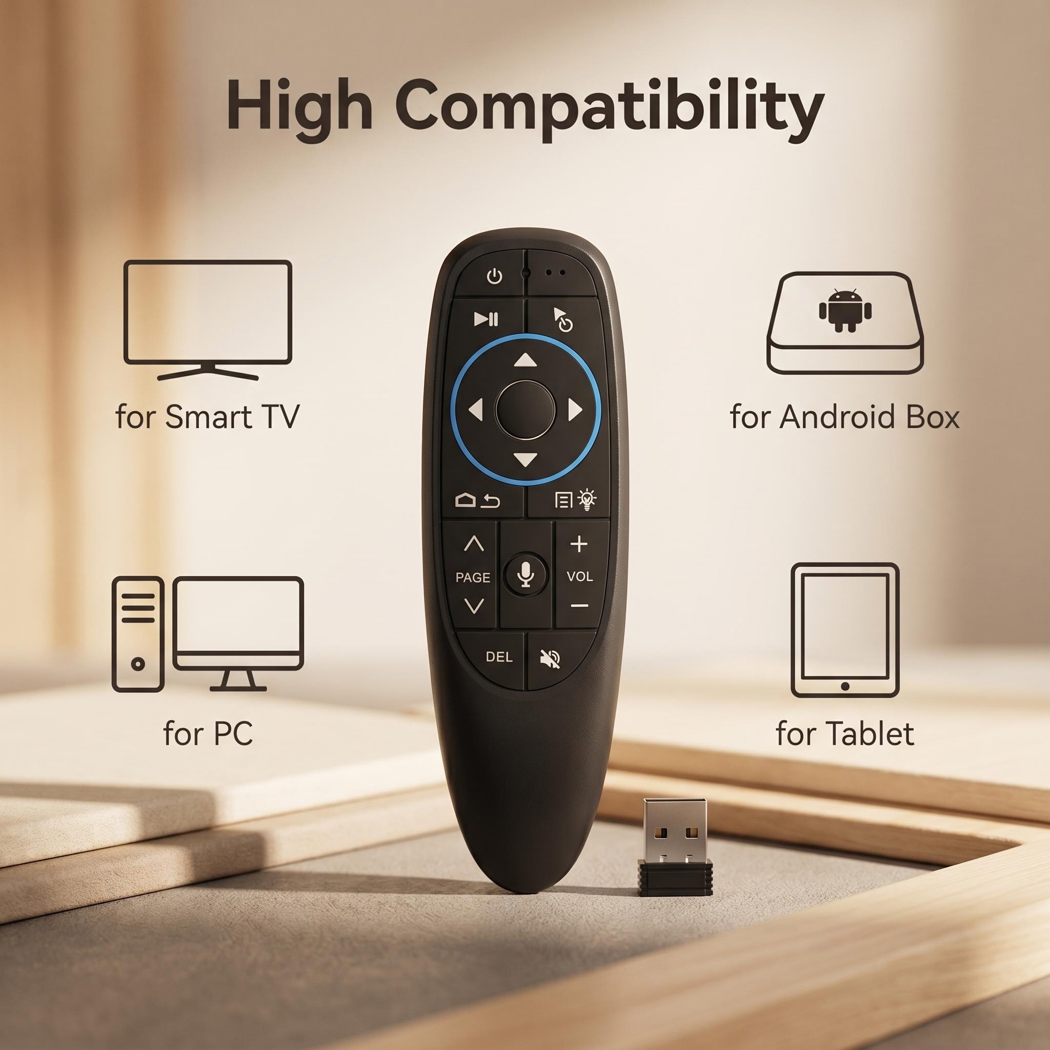 QRL Controle Remoto de Mouse de Ar Giroscópio de 6 Eixos para Smart TV, Caixa de Home Theater e Projetor