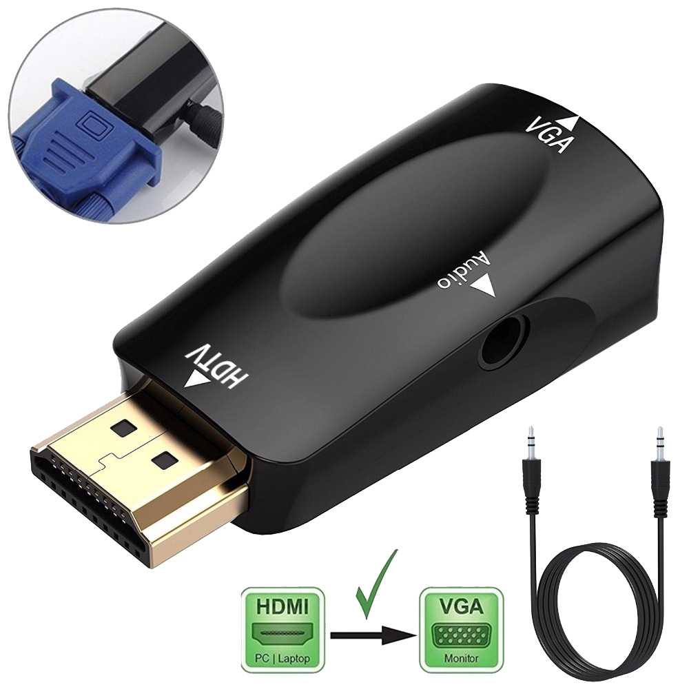 Adaptador Conversor HDMI VGA 1080P Digital para Analógico Vídeo Áudio para Xbox360 PC Laptop TV Box Projetor Aitemi