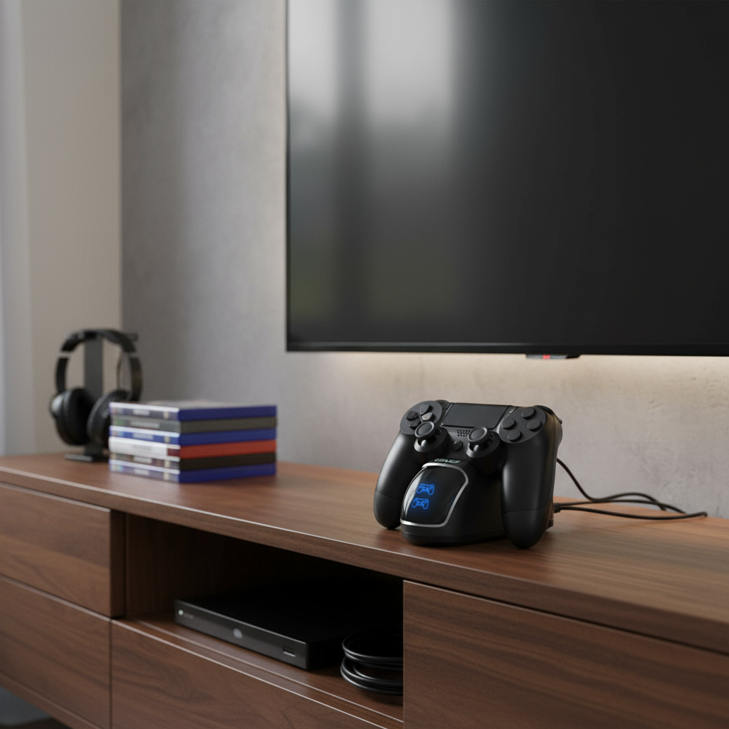 Estação de Carregamento com Chip Atualizado e Suporte para PS4 Pro, PS4 Slim e Acessórios PS4