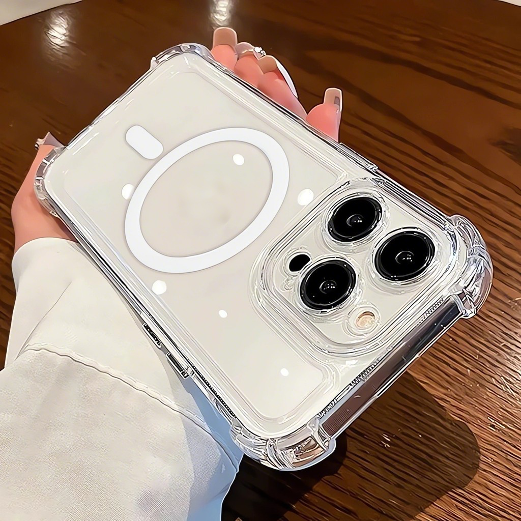  Compatível com capa magnética anti-queda para iPhone 16 com bolsas de ar nas quatro bordas para Apple 15 Promax