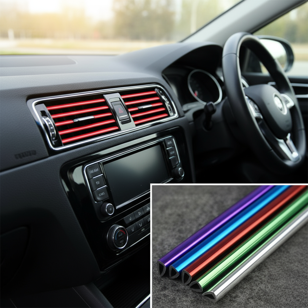  Tira de Decoração para Saída de Ar Automotivo, Protetor de Canto de Borda de Porta, Atualização de Respiro de Ar