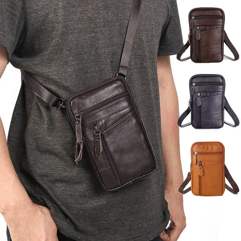 Mini Bolsa De Ombro De Couro Multifuncional Masculina – Capa De Telefone Crossbody E Peito Presente De Transporte Diário
