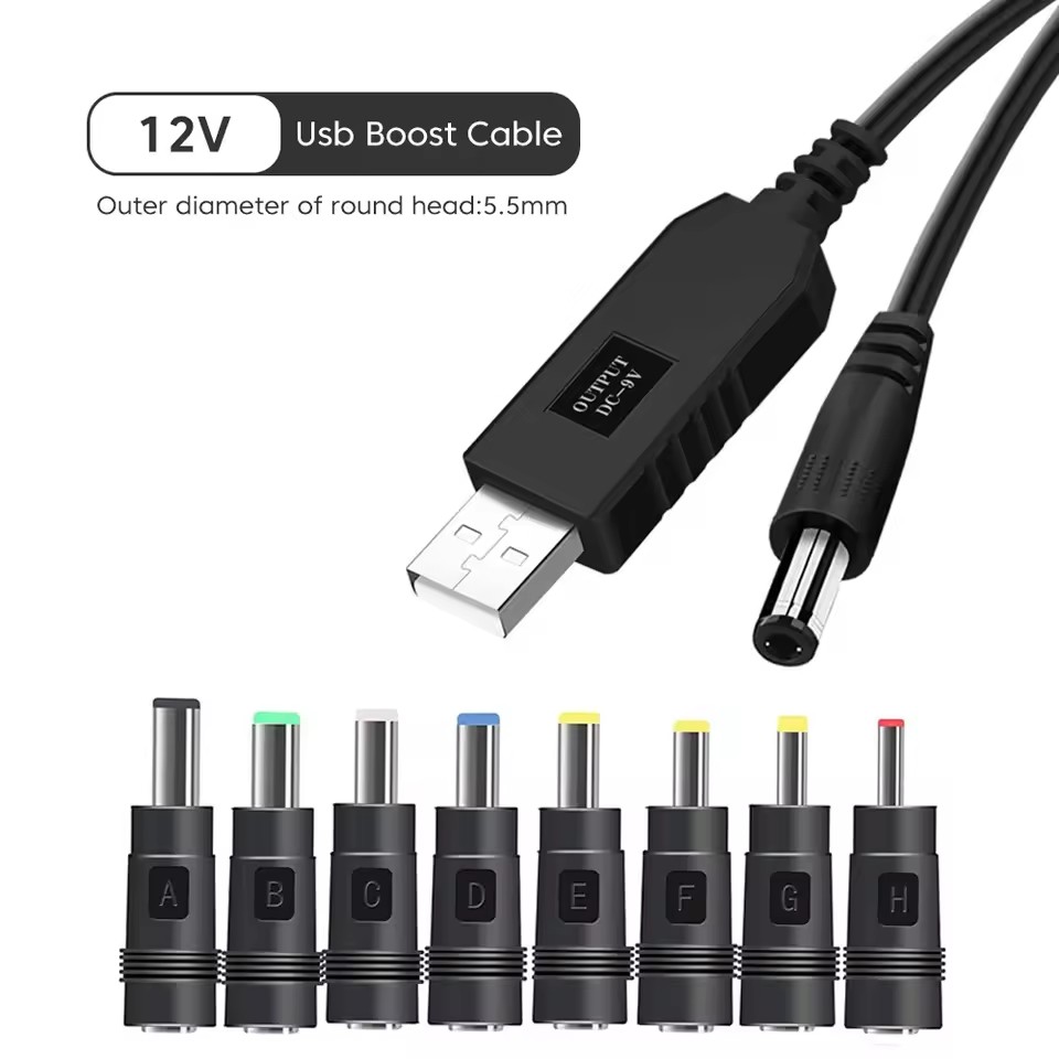 Cabo De Banco De Potência WiFi USB DC 5V Para 12V Conversor De Reforço Roteador