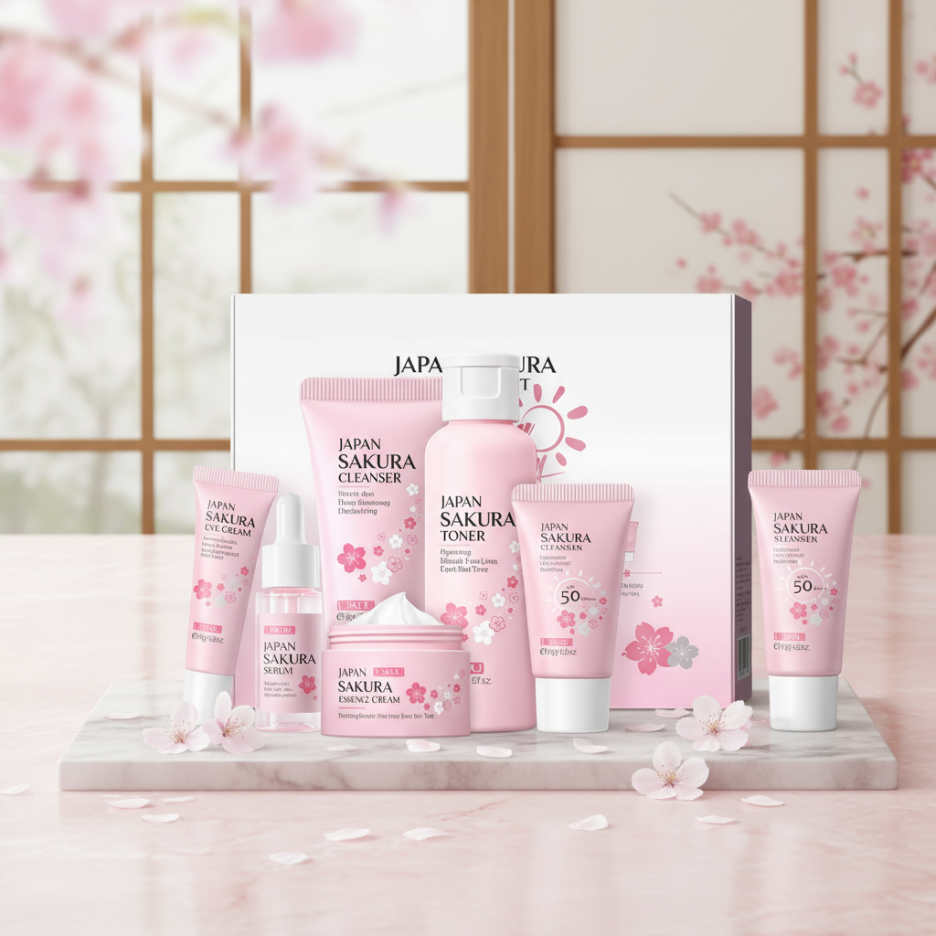 LAIKOU Sakura Sunscreen SPF50 Conjunto de Presente de Cuidados com a Pele 6 peças
