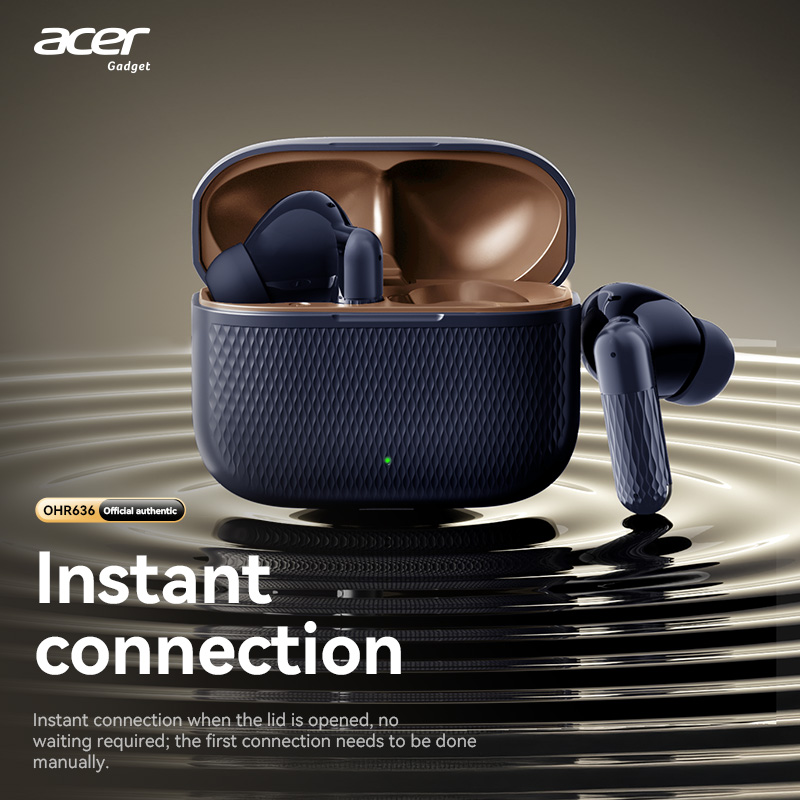 Fones de Ouvido Acer OHR636, Sem Fio TWS, Fones Bluetooth HiFi, ANC, Carregamento Tipo-C, Fone de Ouvido com