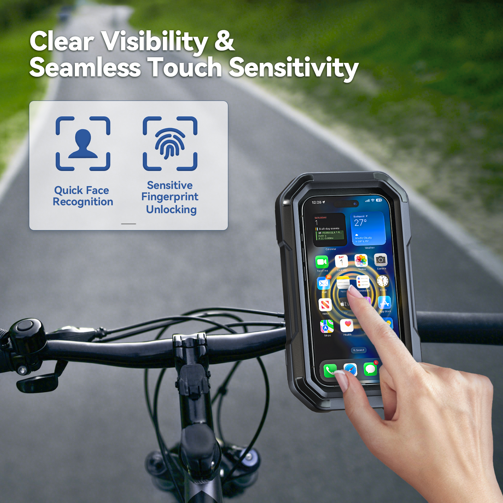  Suporte de Celular à Prova d'Água para Bicicleta, Suporte Giratório 360° para Celular de Moto, Design Sensível ao Toque